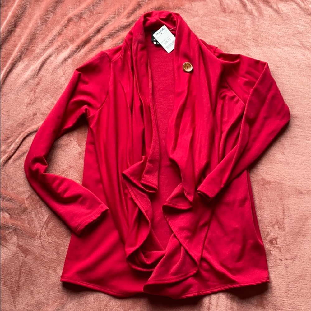 Bobeau Drape Cardigan with Button